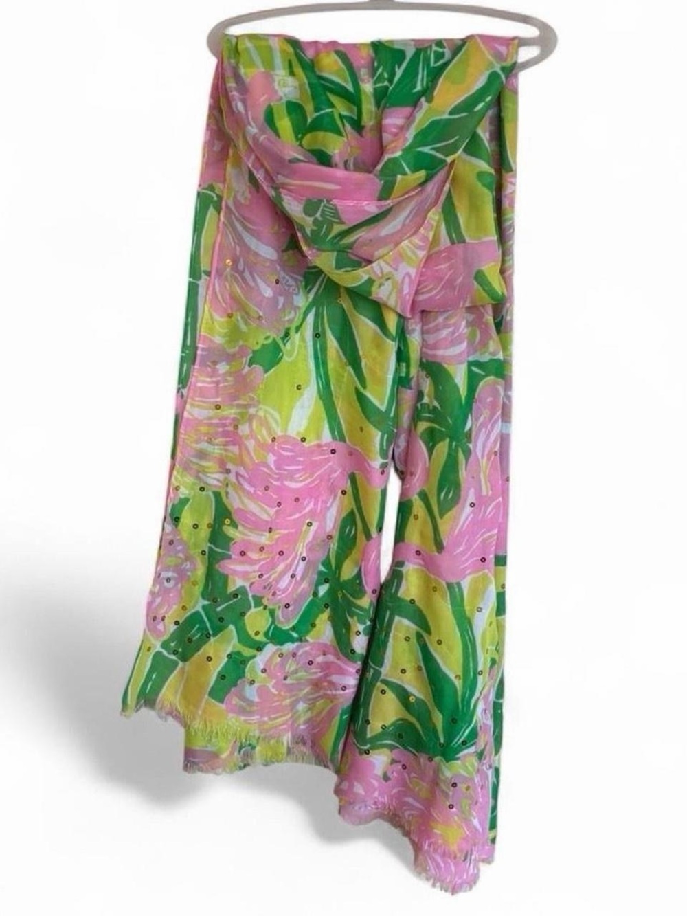 Lilly Pulitzer Pink & Green Tropical Swim Sarong Cover-Up